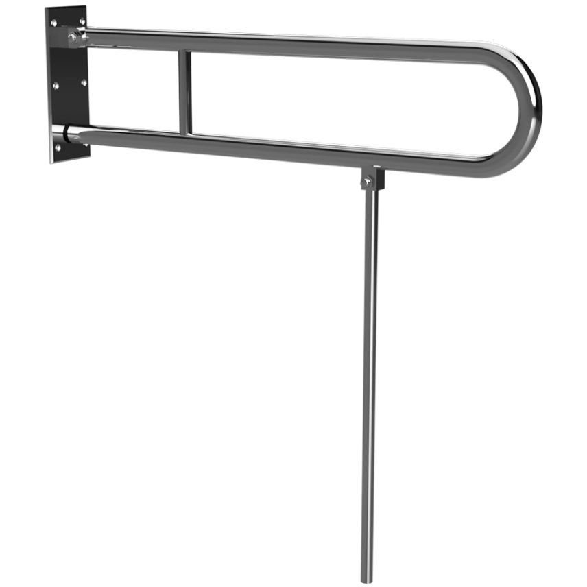 Поручень опорный откидной Bemeta (Бемета) Help 813 мм U-образный с опорной ножкой сталь полированная (301102081N)