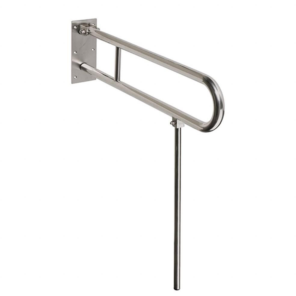 Поручень опорный откидной Bemeta (Бемета) Help 813 мм U-образный с опорной ножкой сталь шлифованная (301102082N)