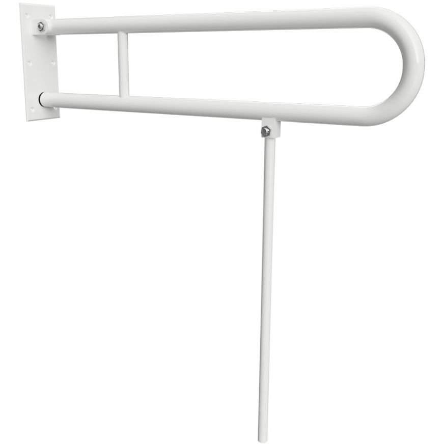 Поручень опорный откидной Bemeta (Бемета) Help 813 мм U-образный с опорной ножкой белый (301102084N)