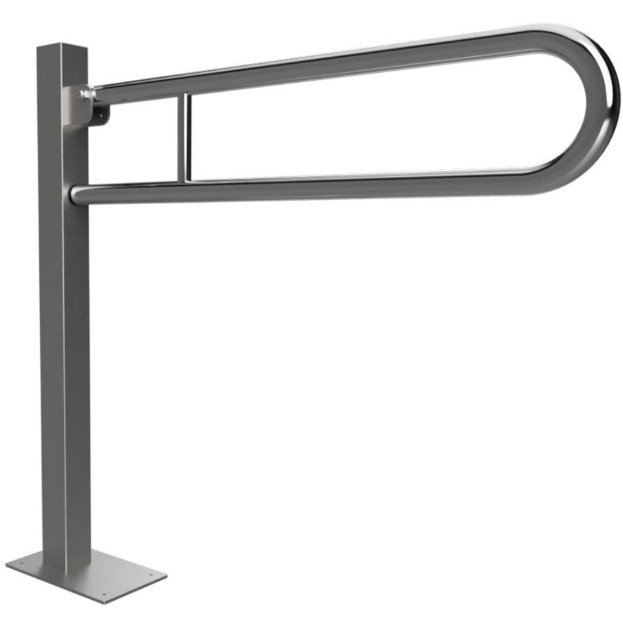 Поручень опорный откидной Bemeta (Бемета) Help 813 мм с дополнительным креплением в пол сталь полированная (301107601)