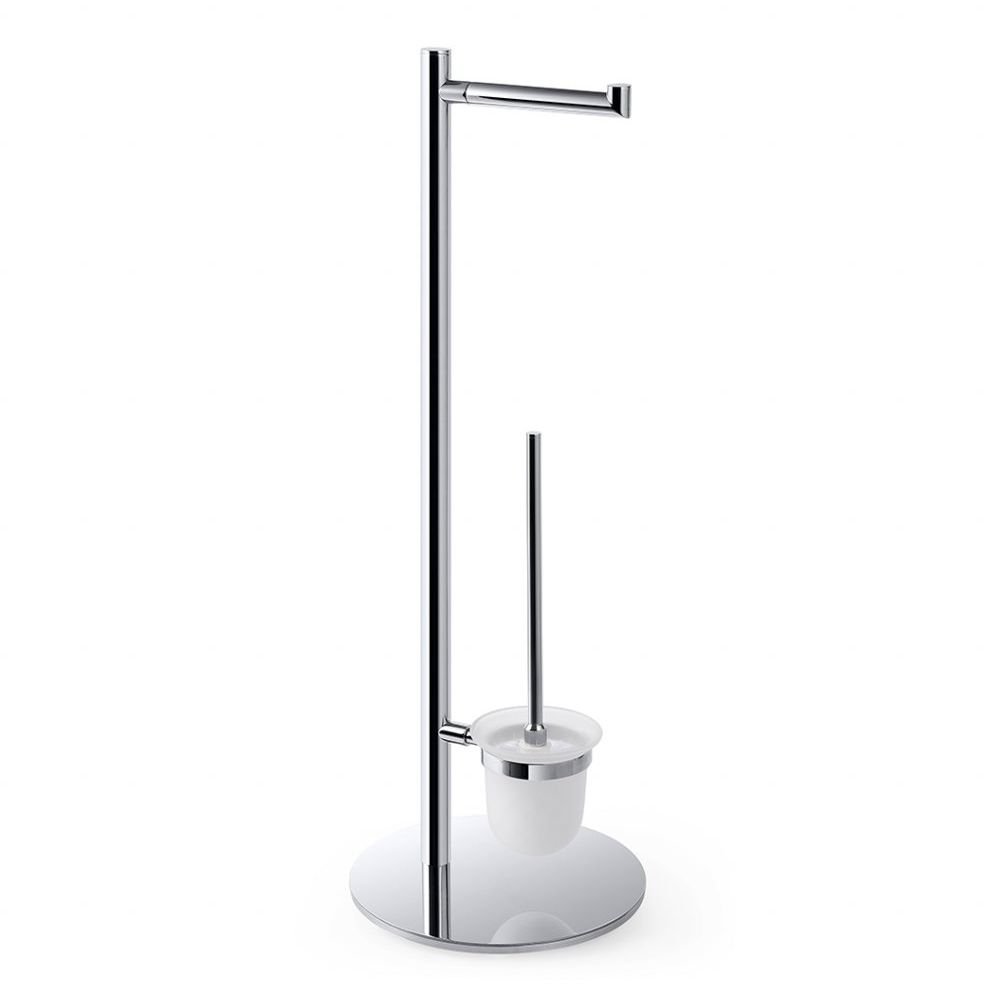 Стойка Bemeta Omega (Омега) с держателем туалетной бумаги и ершик щетка белая хром (104836012)