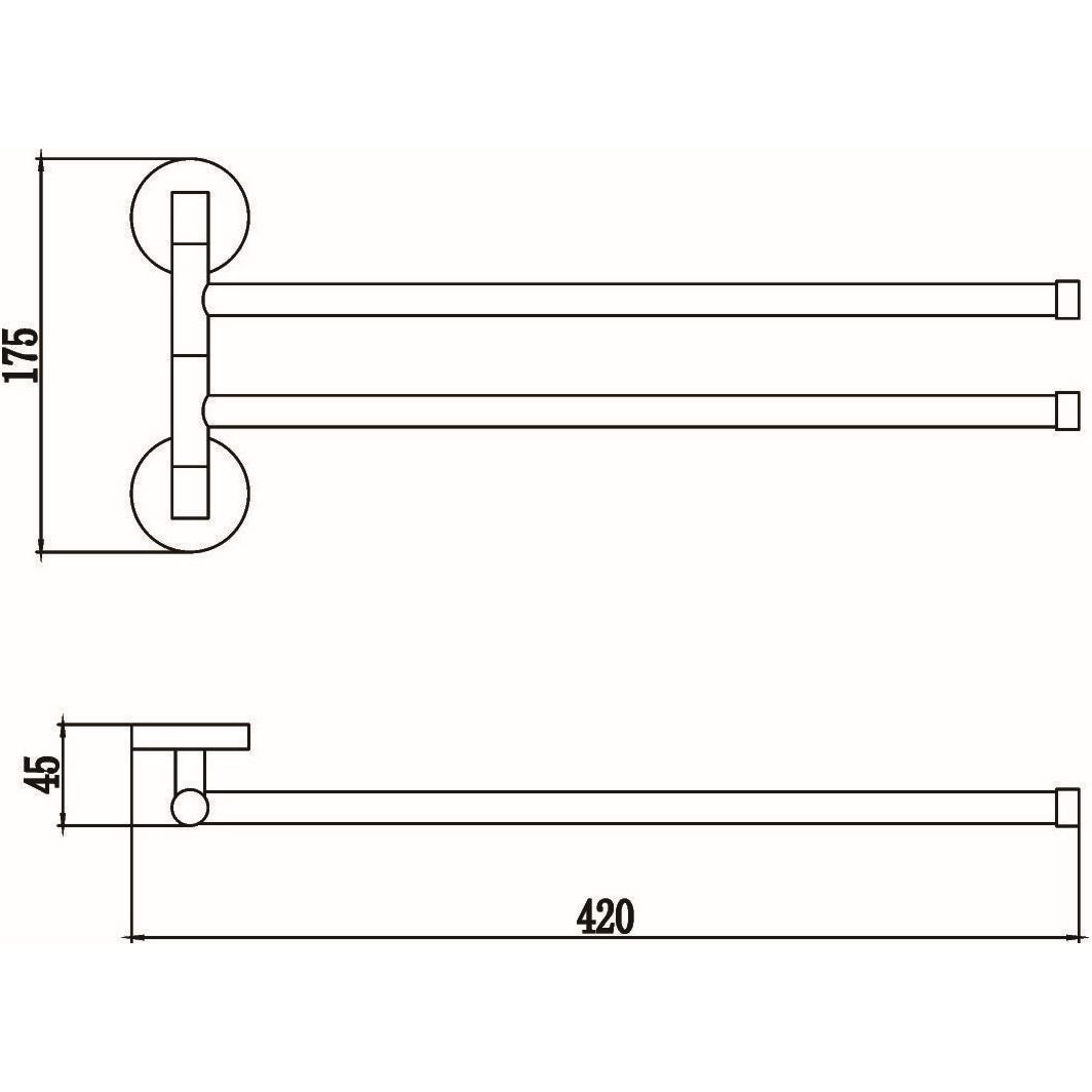 Держатель для полотенец Savol (Савол) поворотный, двойной хром S-008702