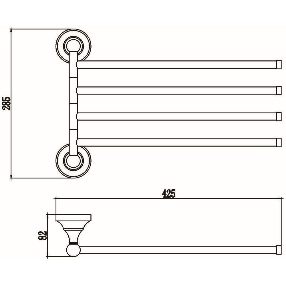 Держатель для полотенец Savol (Савол) поворотный, четверной золото S-06804B