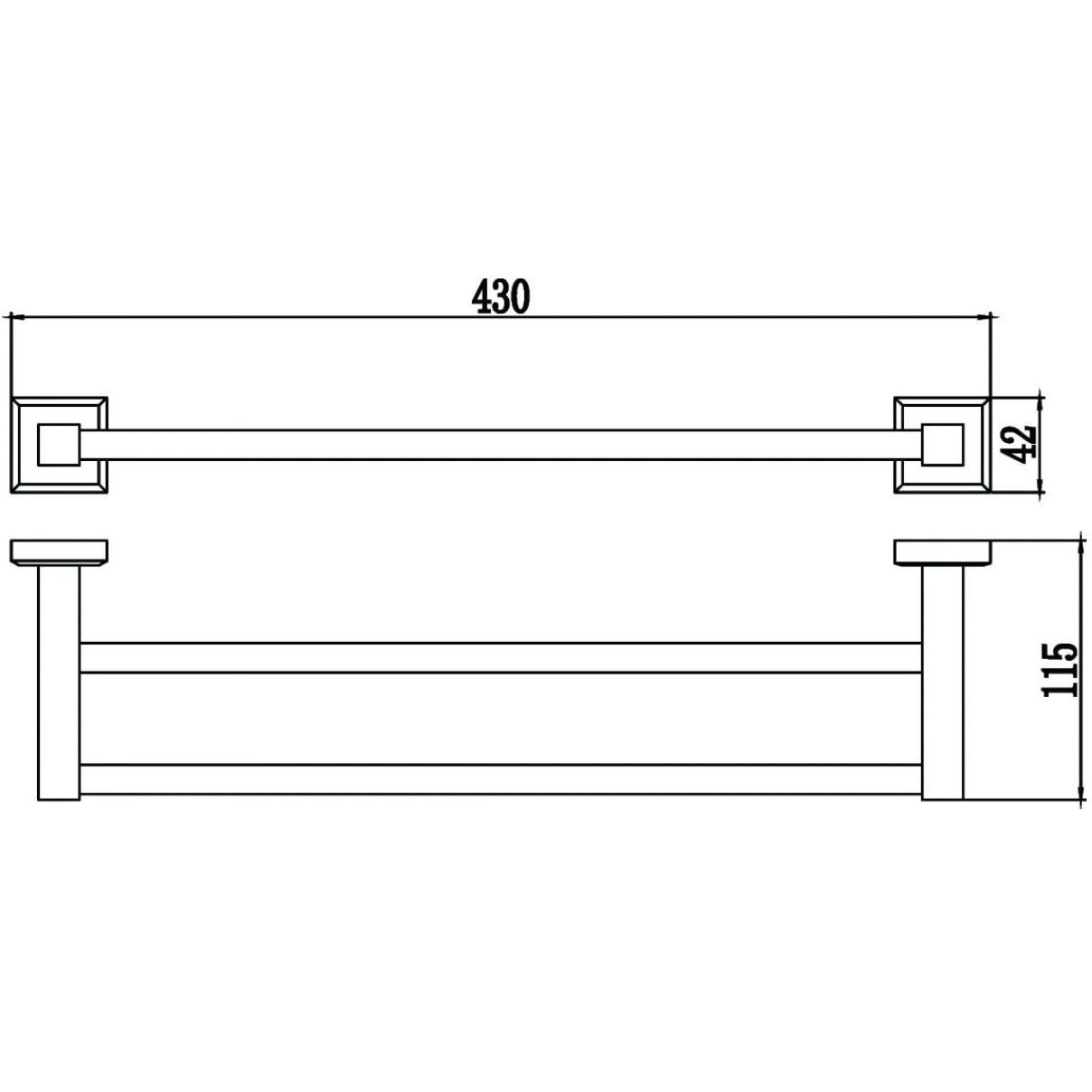 Держатель для полотенец Savol (Савол) прямой, двойной 40 см хром S-409548