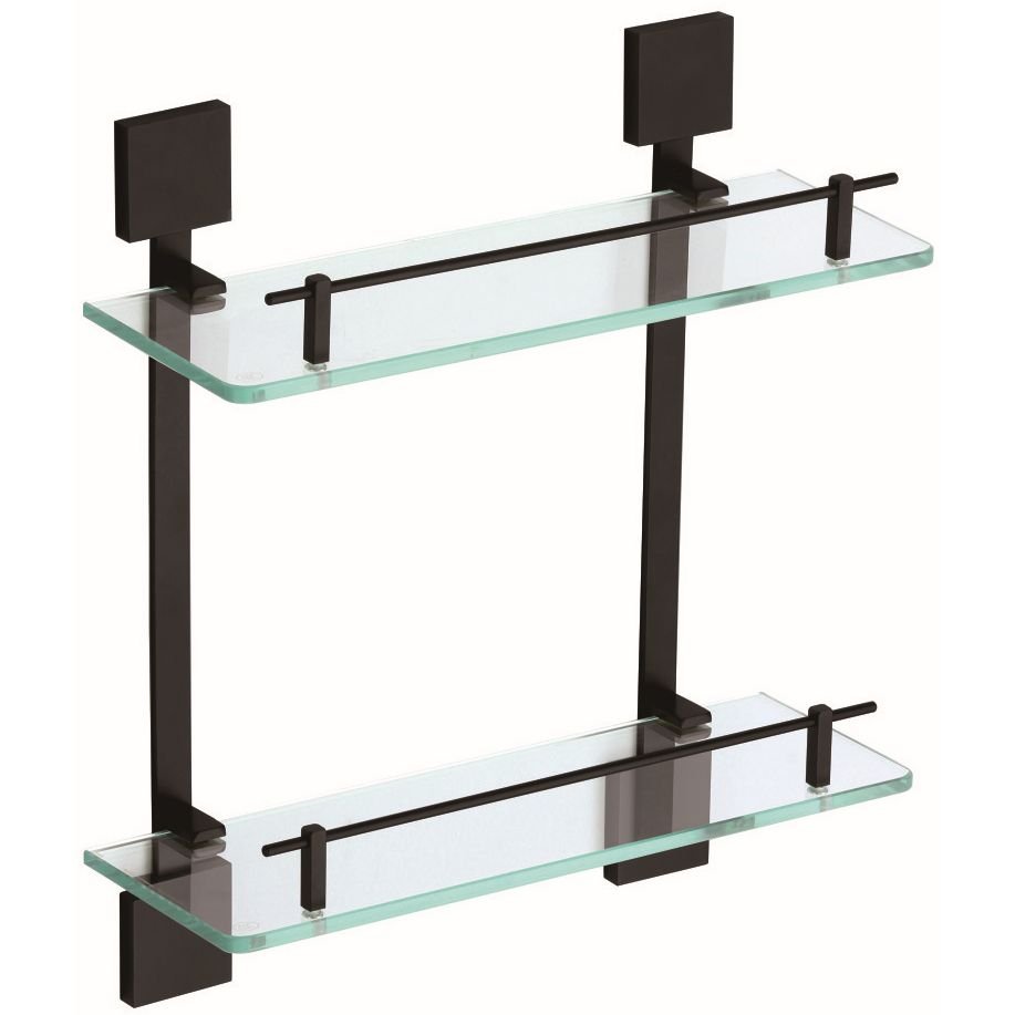 Полка Savol (Савол) прямая, двойная, стеклянная 40 см черный S-06522H
