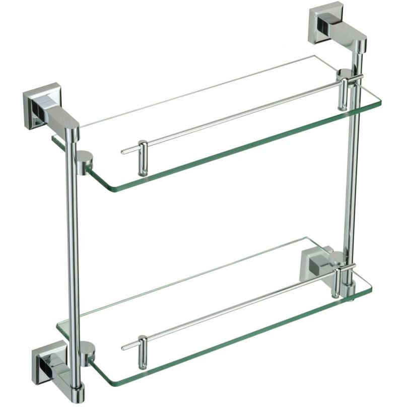 Полка Savol (Савол) прямая, двойная, стеклянная 40 см хром S-09522