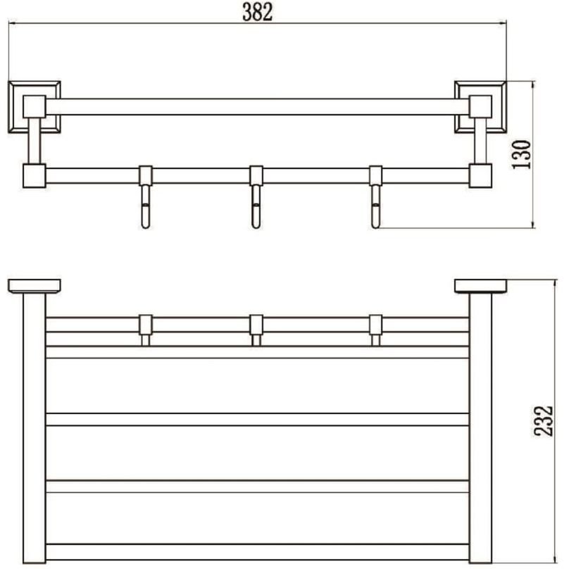 Полка для полотенец Savol (Савол) 40 см, 3 крючка хром S-409544