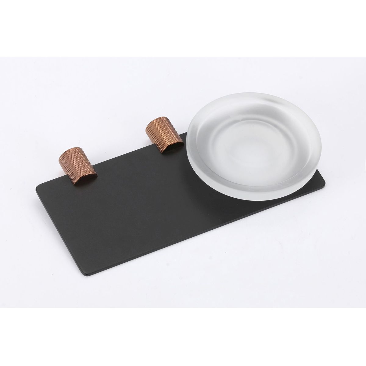 Мыльница стеклянная с настенным держателем Savol (Савол) S-002159HD, черный/розовое золото