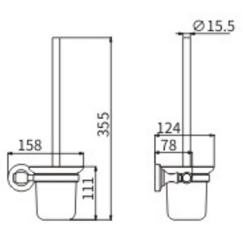 Ершик для унитаза Ceramalux (Керамалюкс) Bianco 52013, хром
