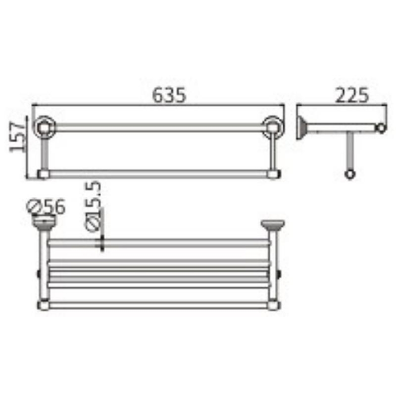 Полка для полотенец Ceramalux (Керамалюкс) Bianco 52010, хром