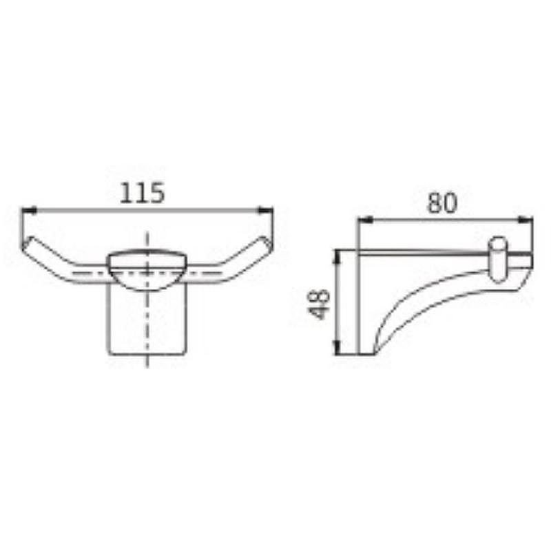 Крючок Ceramalux (Керамалюкс) Monelli 70001 двойной, черный матовый