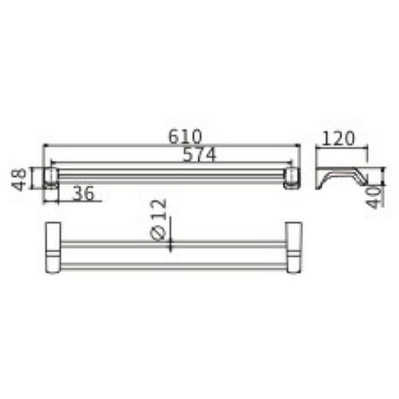 Полотенцедержатель Ceramalux (Керамалюкс) Monelli 70009A двойной, черный матовый