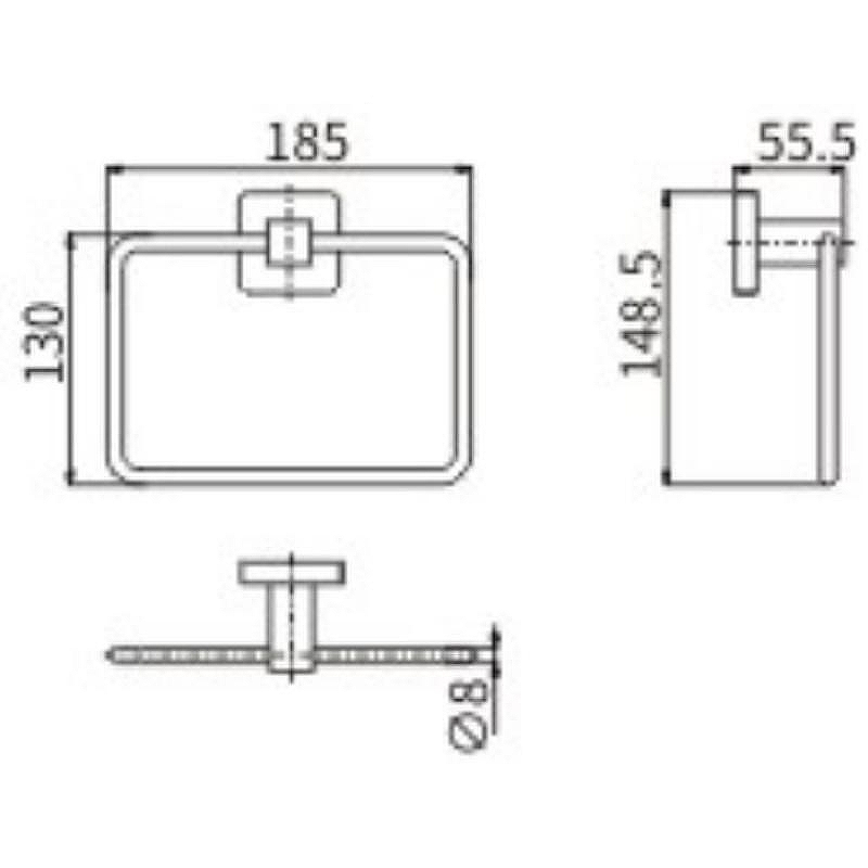 Кольцо для полотенец Ceramalux (Керамалюкс) Quadro 61906, хром