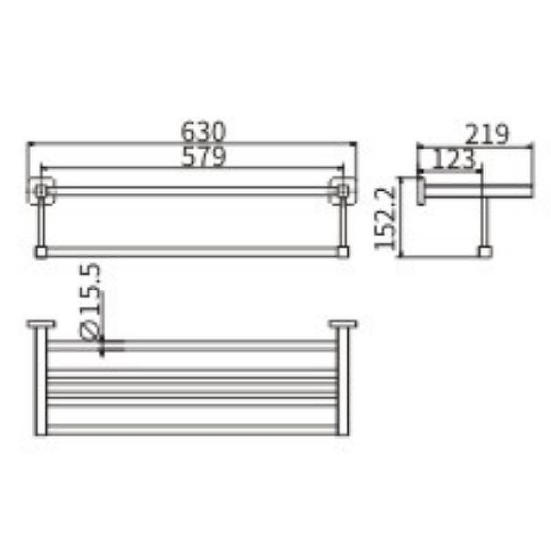 Полка для полотенец Ceramalux (Керамалюкс) Quadro 61910, хром