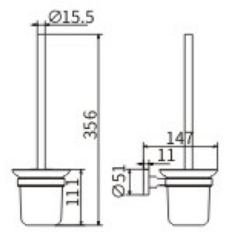 Ершик для унитаза Ceramalux (Керамалюкс) Quadro 61913, хром