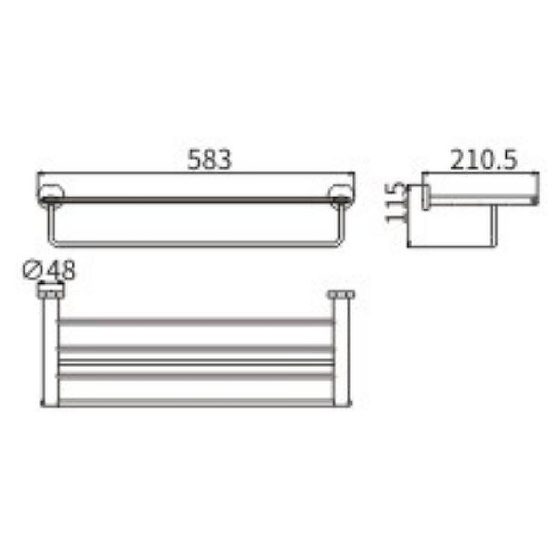 Полка для полотенец Ceramalux (Керамалюкс) Loft 53910, хром