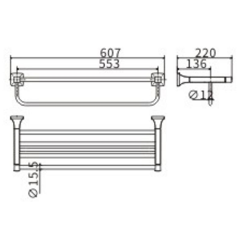 Полка для полотенец Ceramalux (Керамалюкс) Domino 95410, хром
