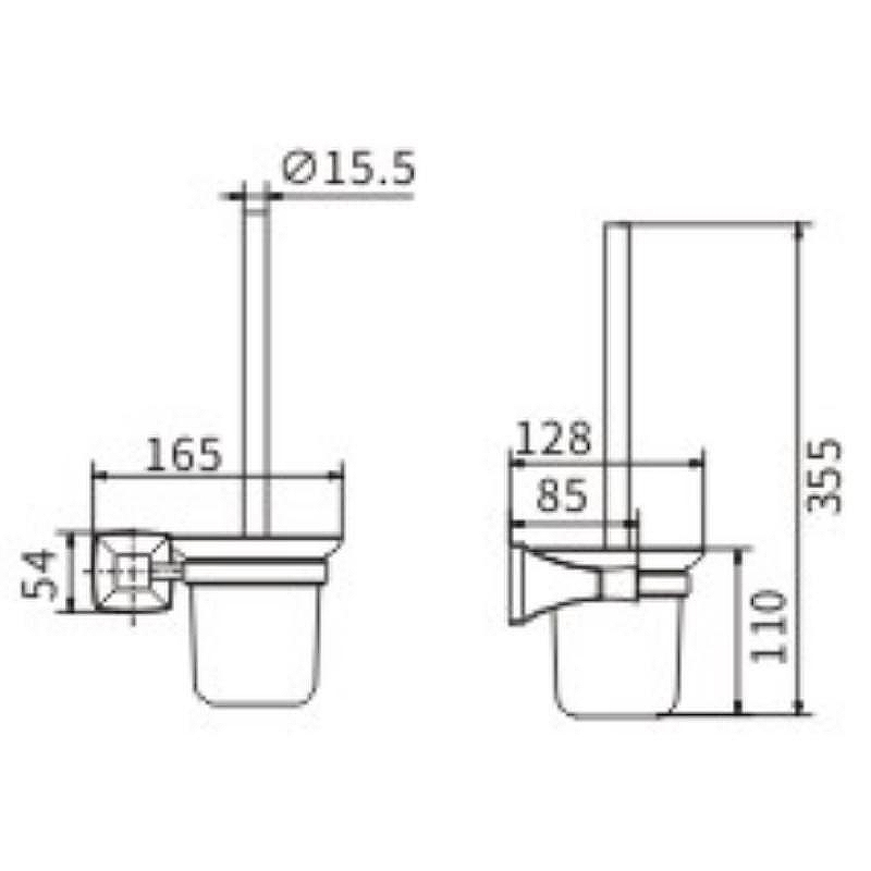 Ершик для унитаза Ceramalux (Керамалюкс) Domino 95413, хром