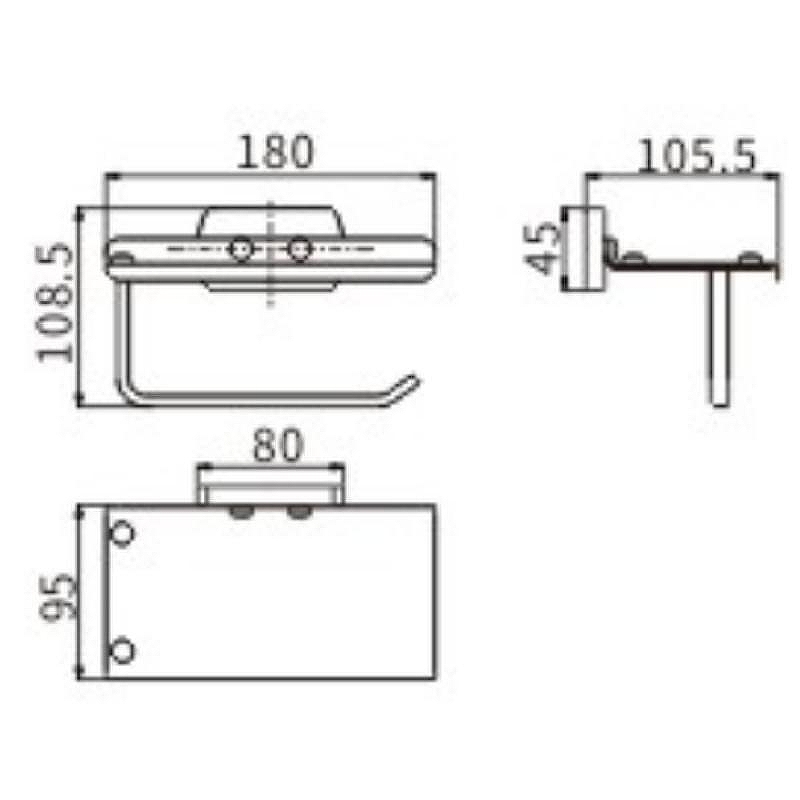 Держатель туалетной бумаги Ceramalux (Керамалюкс) Azzuro 95607D, черный,золото