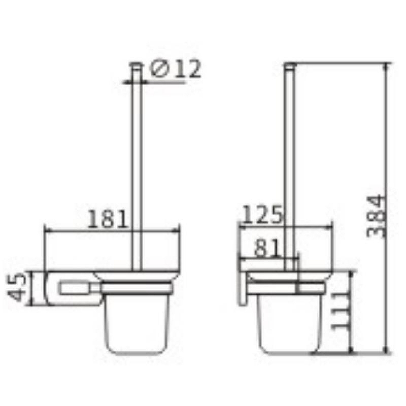 Ершик для унитаза Ceramalux (Керамалюкс) Azzuro 95613, черный,золото