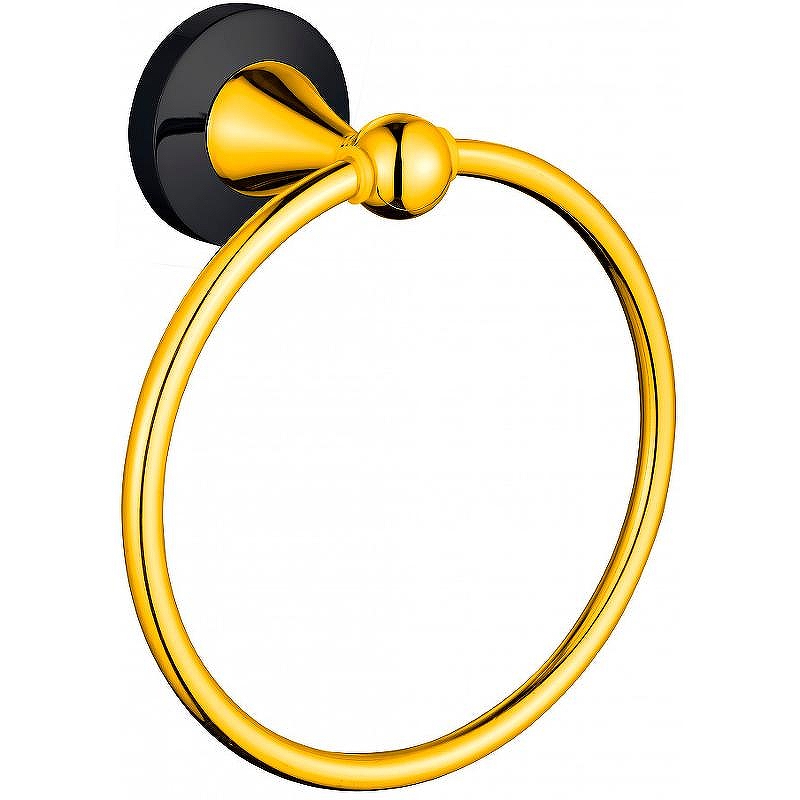 Кольцо для полотенец Ceramalux (Керамалюкс) Luxury 57506, черный,золото