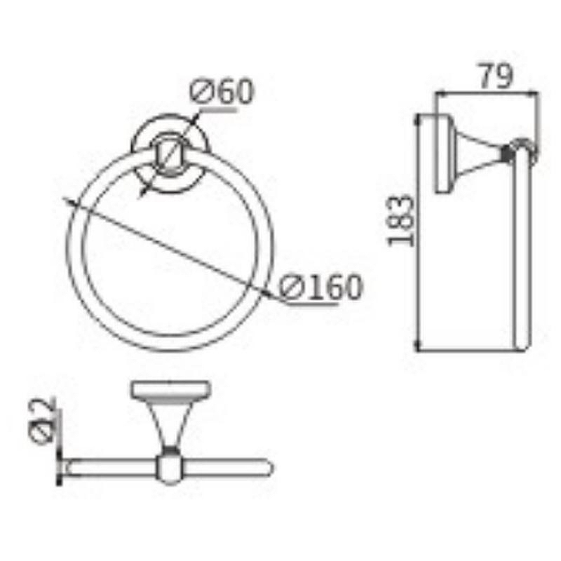 Кольцо для полотенец Ceramalux (Керамалюкс) Luxury 57506, черный,золото