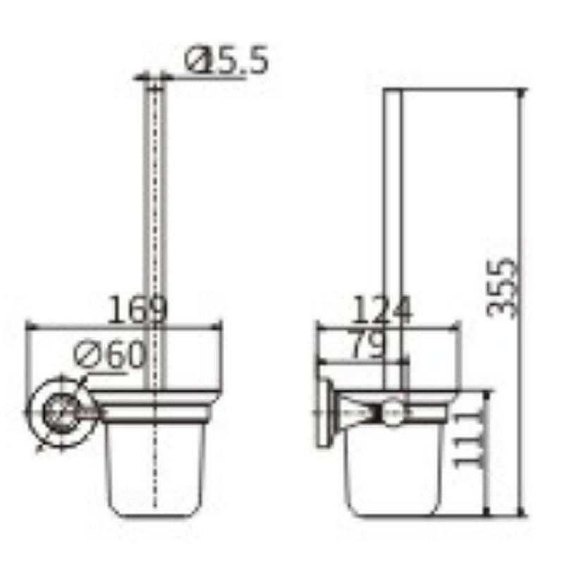 Ершик для унитаза Ceramalux (Керамалюкс) Luxury 57513, черный,золото