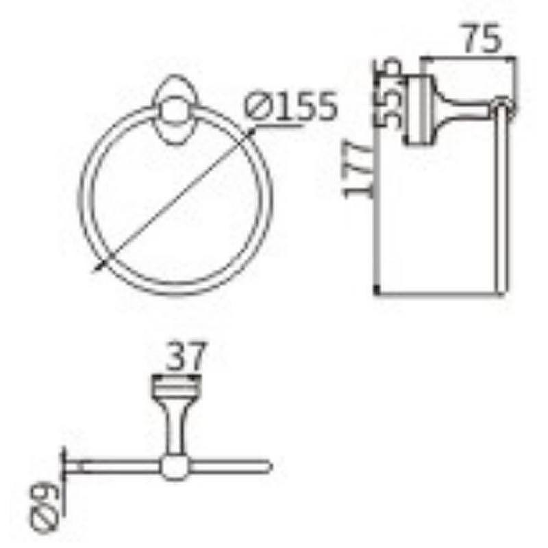 Кольцо для полотенец Ceramalux (Керамалюкс) Bell 53506, хром