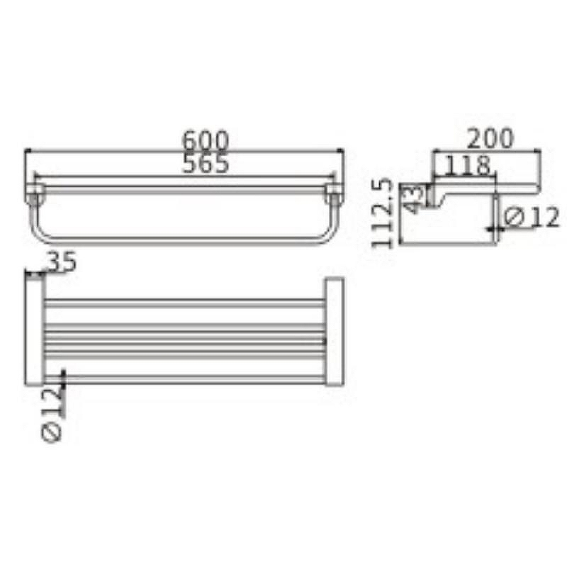Полка для полотенец Ceramalux (Керамалюкс) Neo 51010, хром