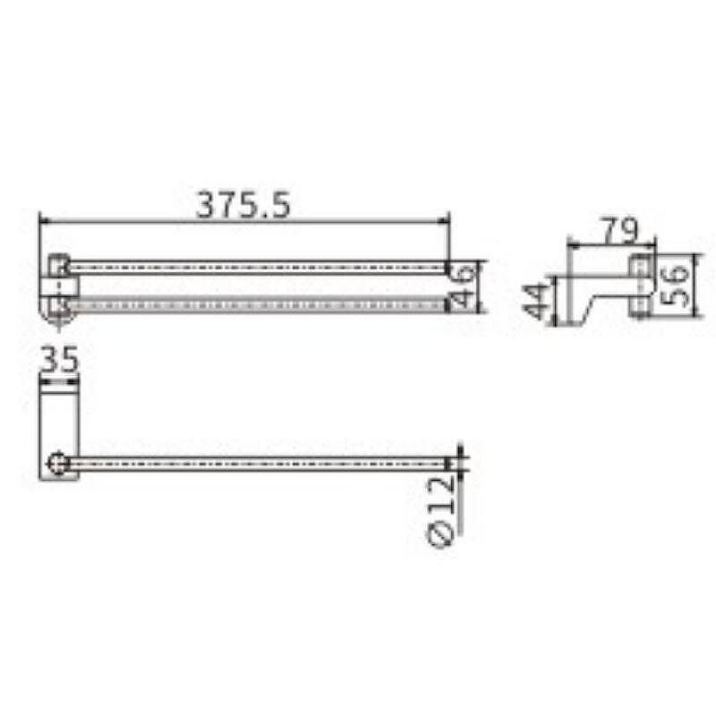 Полотенцедержатель Ceramalux (Керамалюкс) Neo 51014 поворотный, хром
