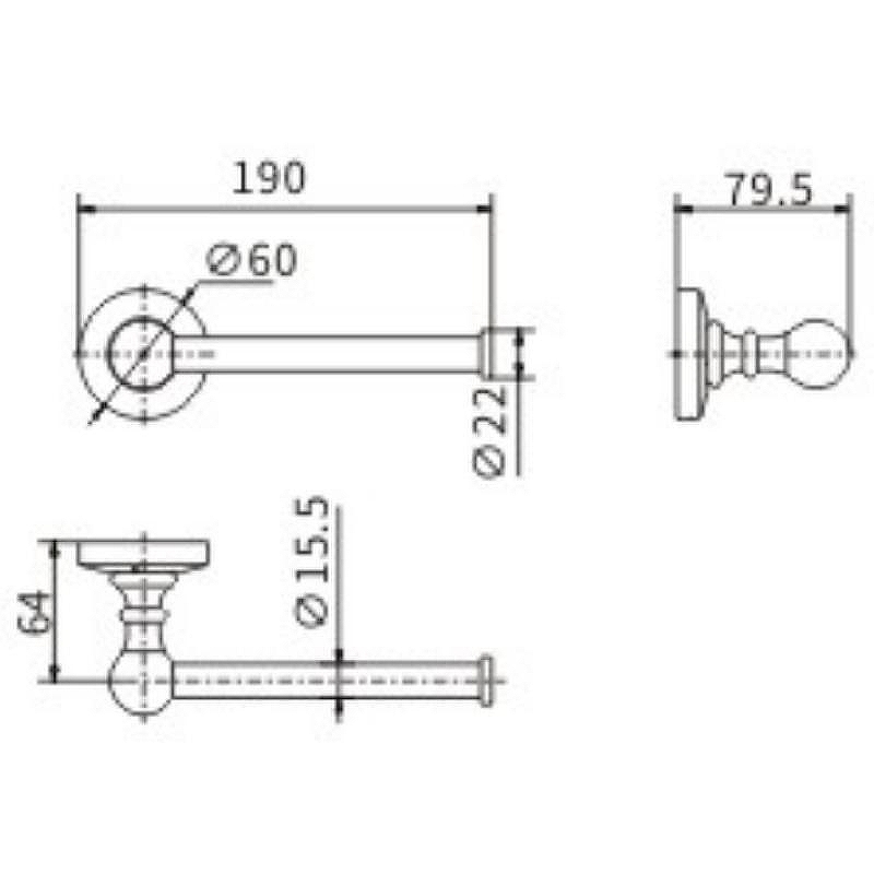 Держатель туалетной бумаги Ceramalux (Керамалюкс) Caps 51307A, хром