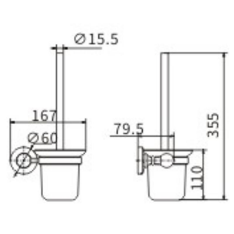 Ершик для унитаза Ceramalux (Керамалюкс) Caps 51313, хром