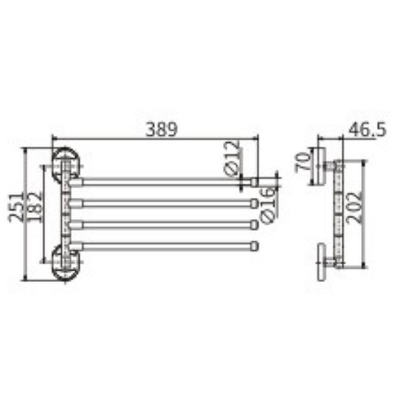 Полотенцедержатель Ceramalux (Керамалюкс) Valencia 88114-4 поворотный, хром