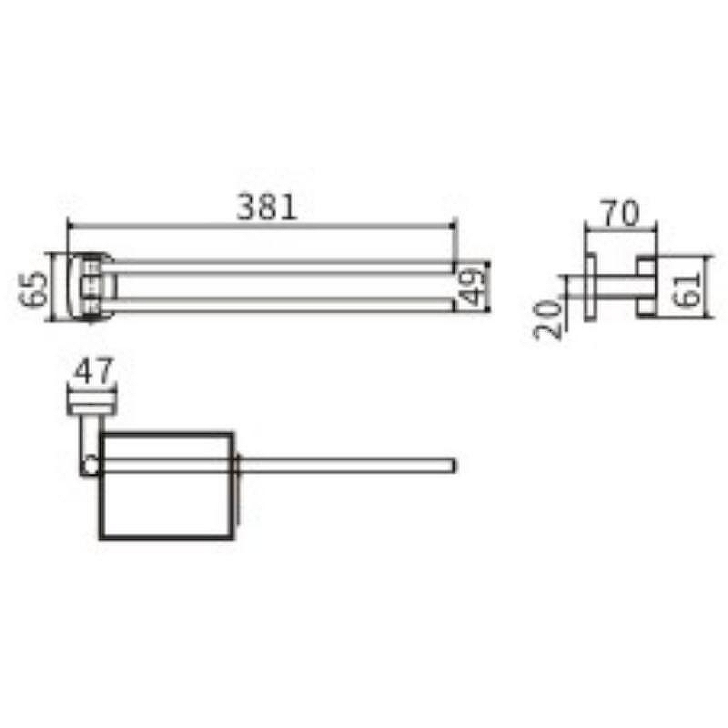 Полотенцедержатель Ceramalux (Керамалюкс) Cube 12614 поворотный, хром