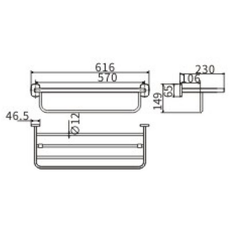 Полка для полотенец Ceramalux (Керамалюкс) Cube 12610, хром