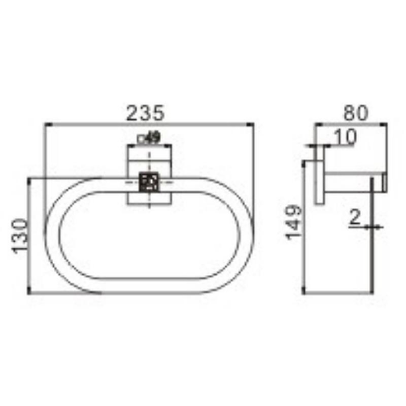 Кольцо для полотенец Ceramalux (Керамалюкс) Venezia 88606-1, хром