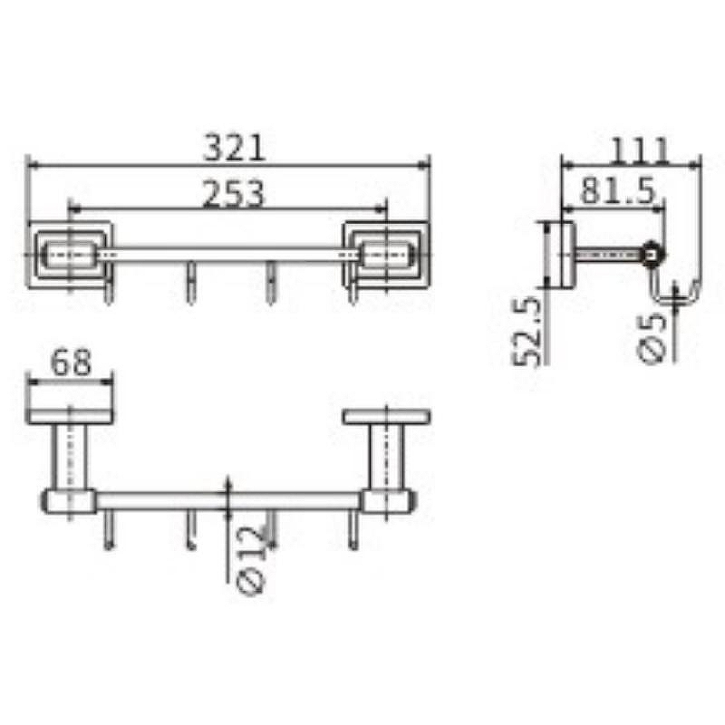 Вешалка для полотенец Ceramalux (Керамалюкс) Gamma 12318, хром