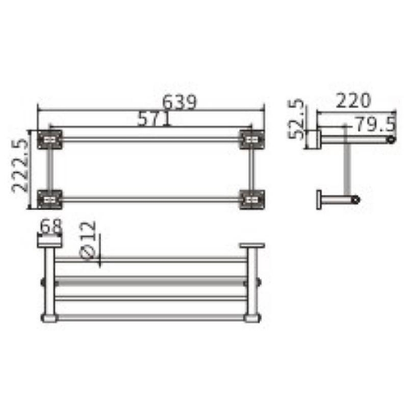 Полка для полотенец Ceramalux (Керамалюкс) Gamma 12310, хром