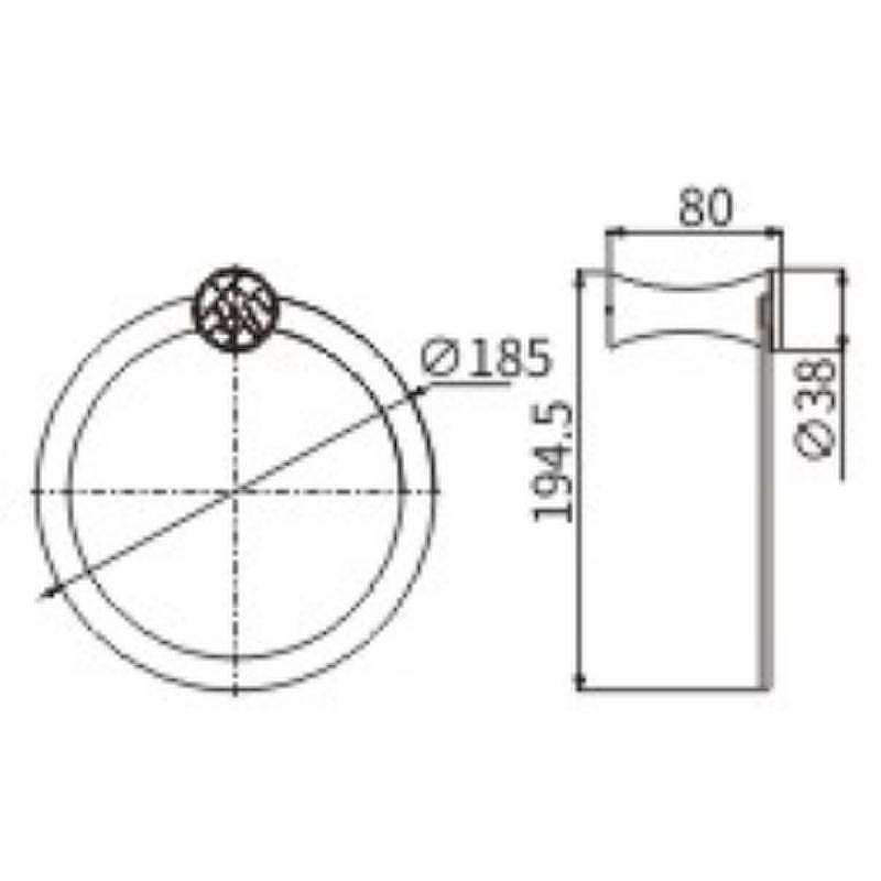 Кольцо для полотенец Ceramalux (Керамалюкс) Virginia 94306A, хром