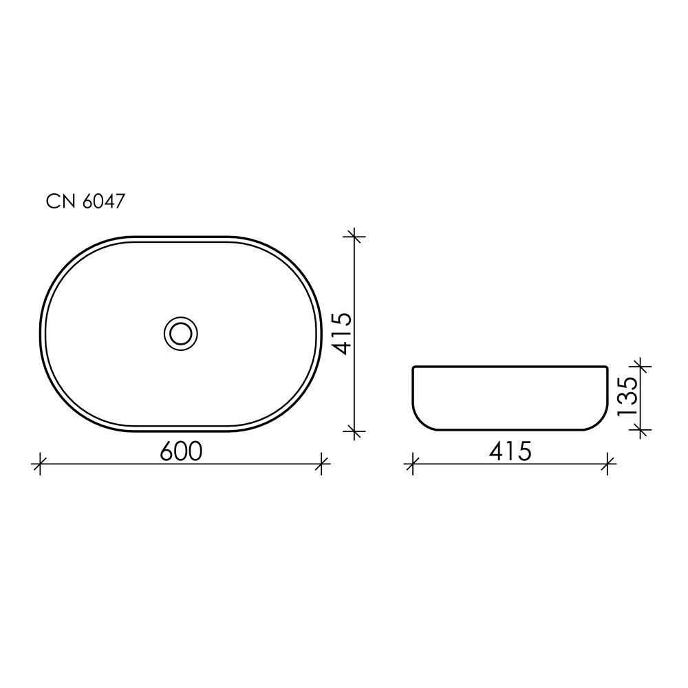 Раковина Ceramicanova (Керамиканова) Element накладная 135х600х415 мм CN6047MH Антрацит Матовый
