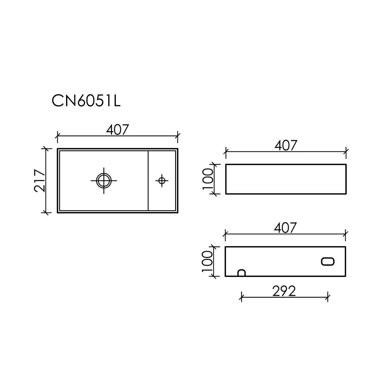 Раковина Ceramicanova (Керамиканова) Element подвесная 100х417х217 мм CN6051LMDH Темный Антрацит Матовый