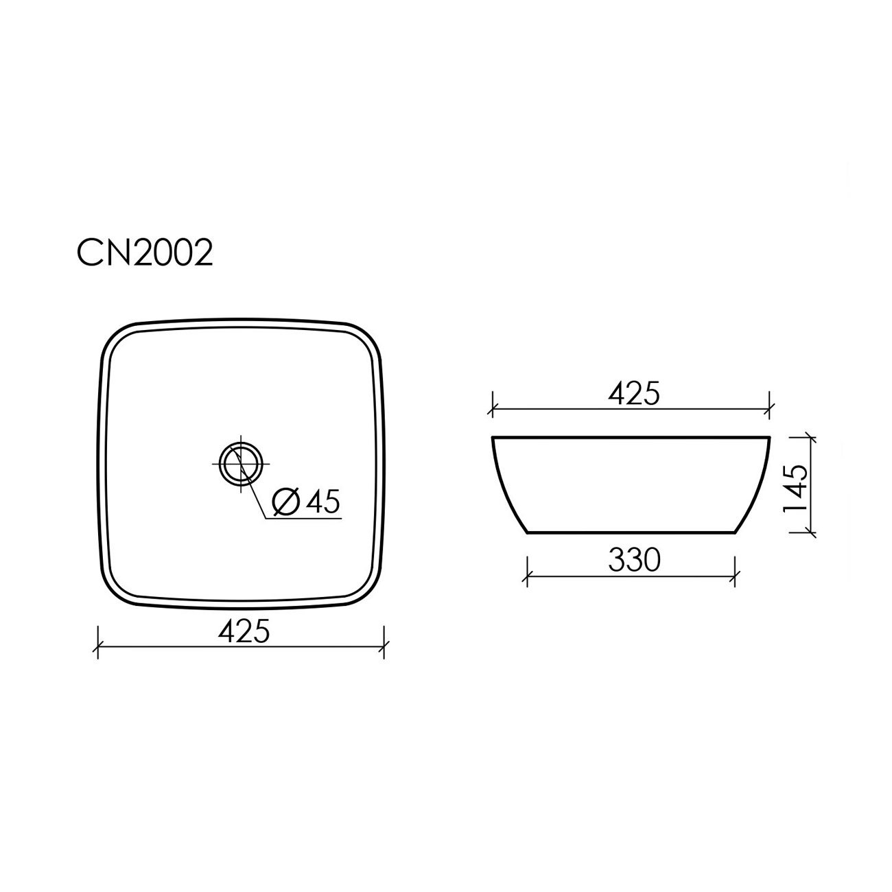 Раковина Ceramicanova (Керамиканова) Form накладная 145х420х420 мм CN2002 Белый