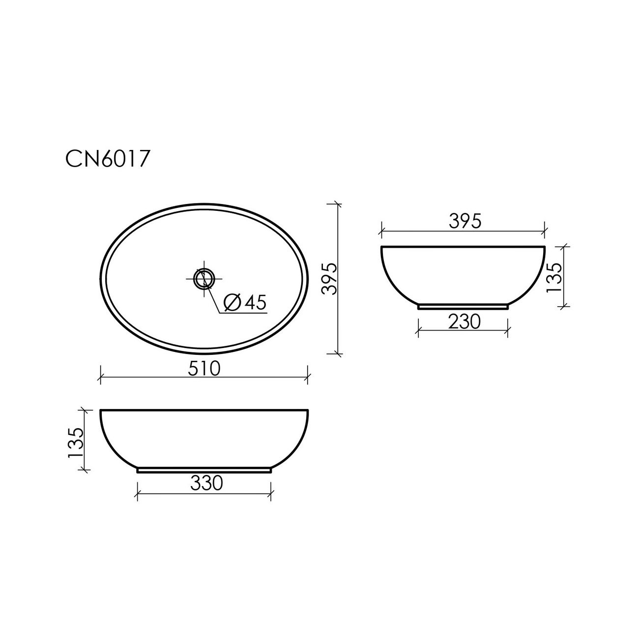 Раковина Ceramicanova (Керамиканова) Element накладная 130х520х395 мм CN6017MB Черный Матовый