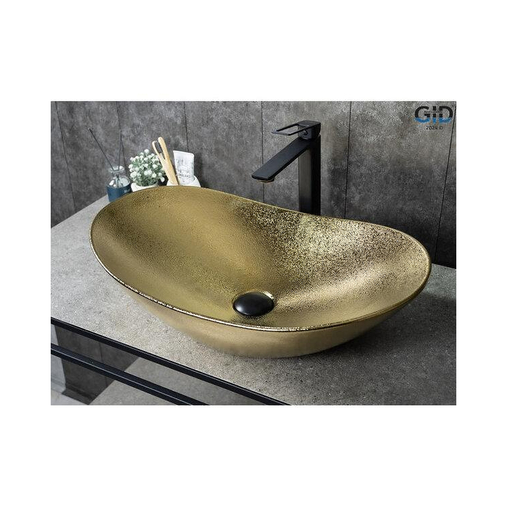 Раковина накладная Gid Lago 61x37x15см, Gd9811 53340, золото