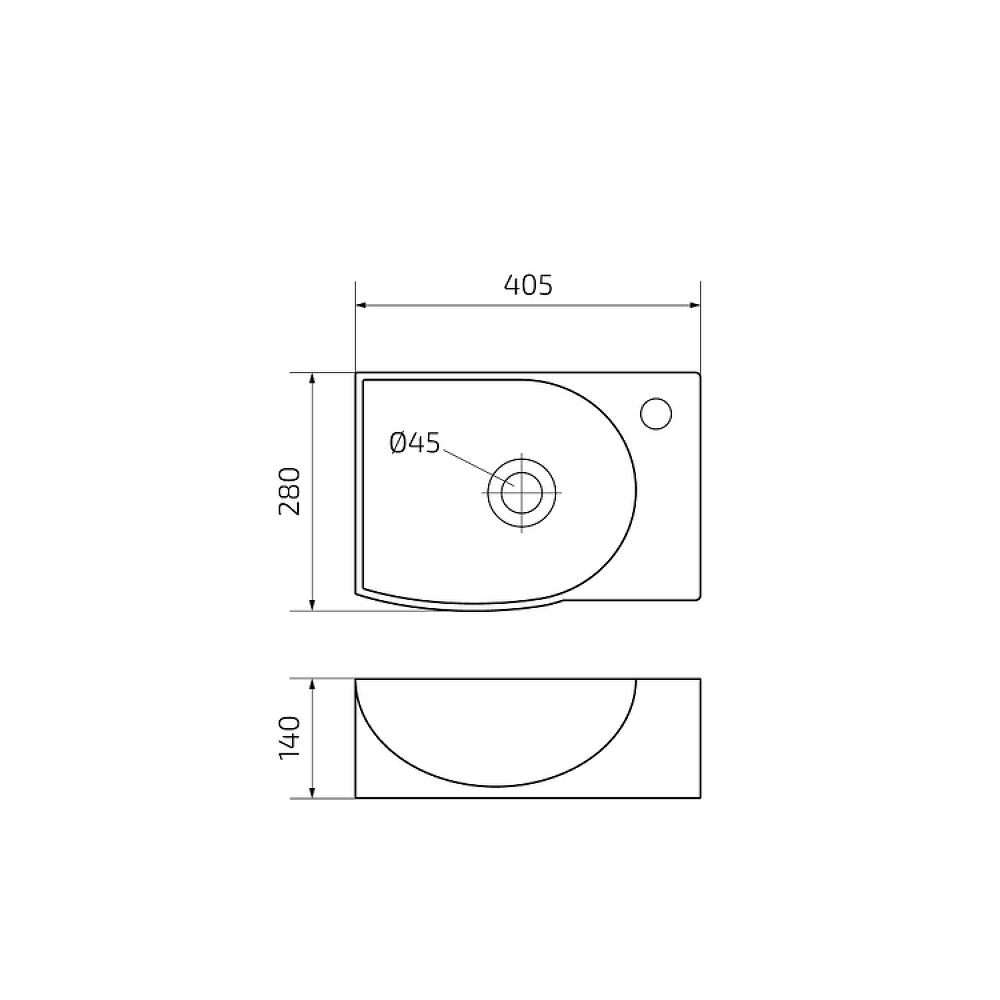 Раковина подвесная Gid Suspendido 40.5x28x14см, N9276R 61130R, белый