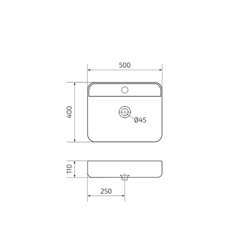 Раковина накладная Gid Geomtrico 50x40x11см, N9550 51229, белый
