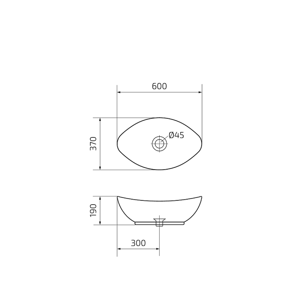 Раковина накладная Gid Lago 60x37x19см, N9019 51108, белый