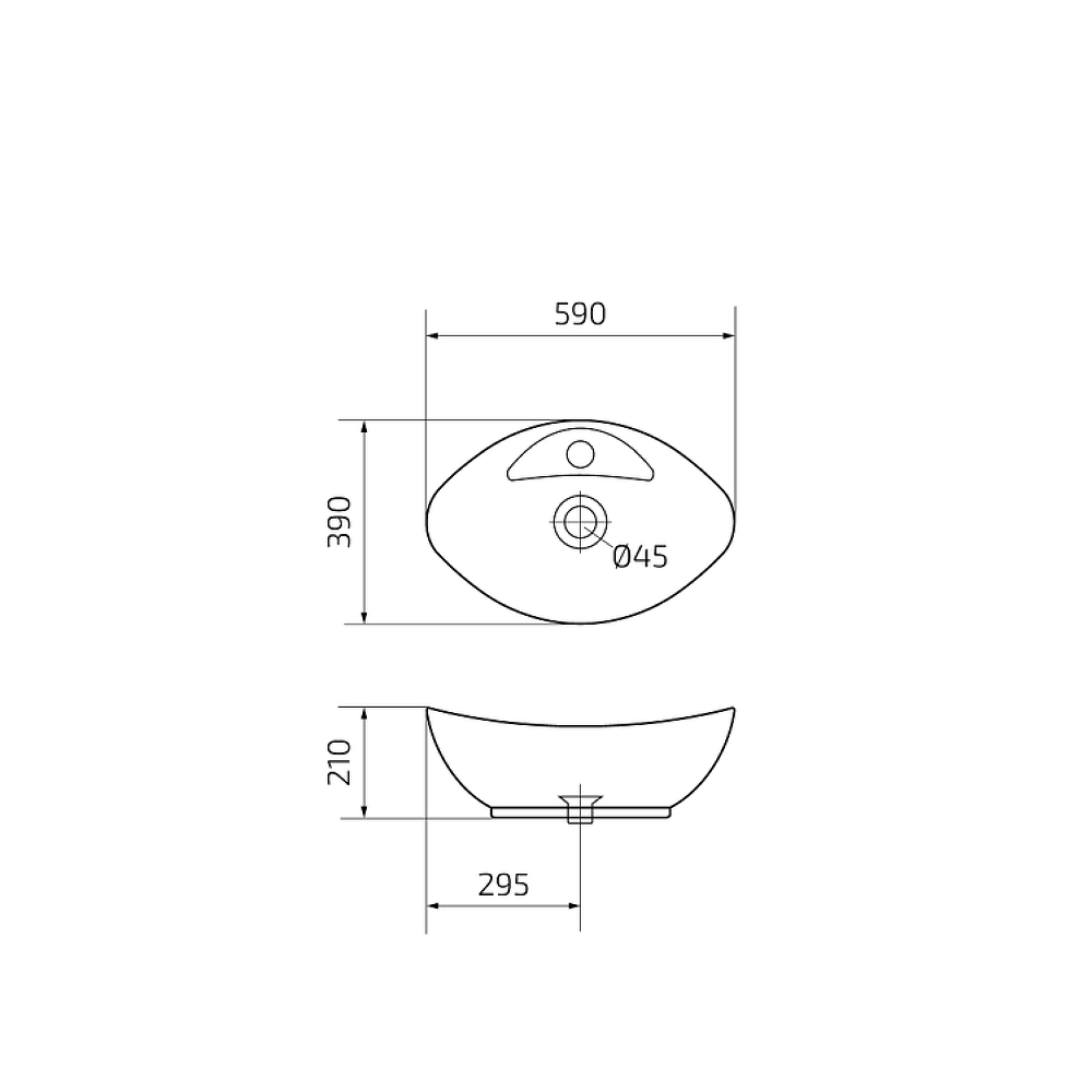 Раковина накладная Gid Lago 59x39x21см, N9018 51107, белый