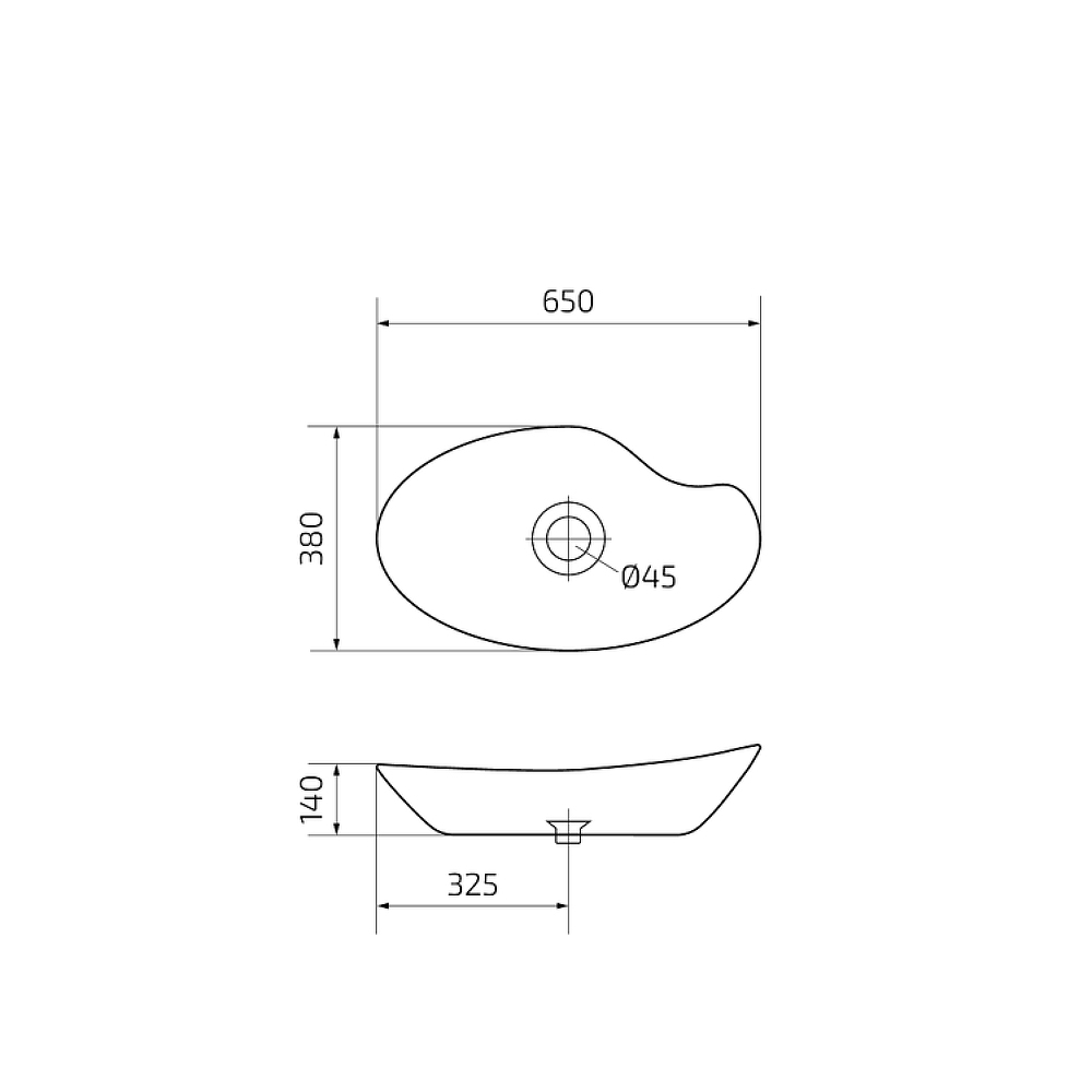 Раковина накладная Gid Creativo 65x38x14см, N9052 51116, белый