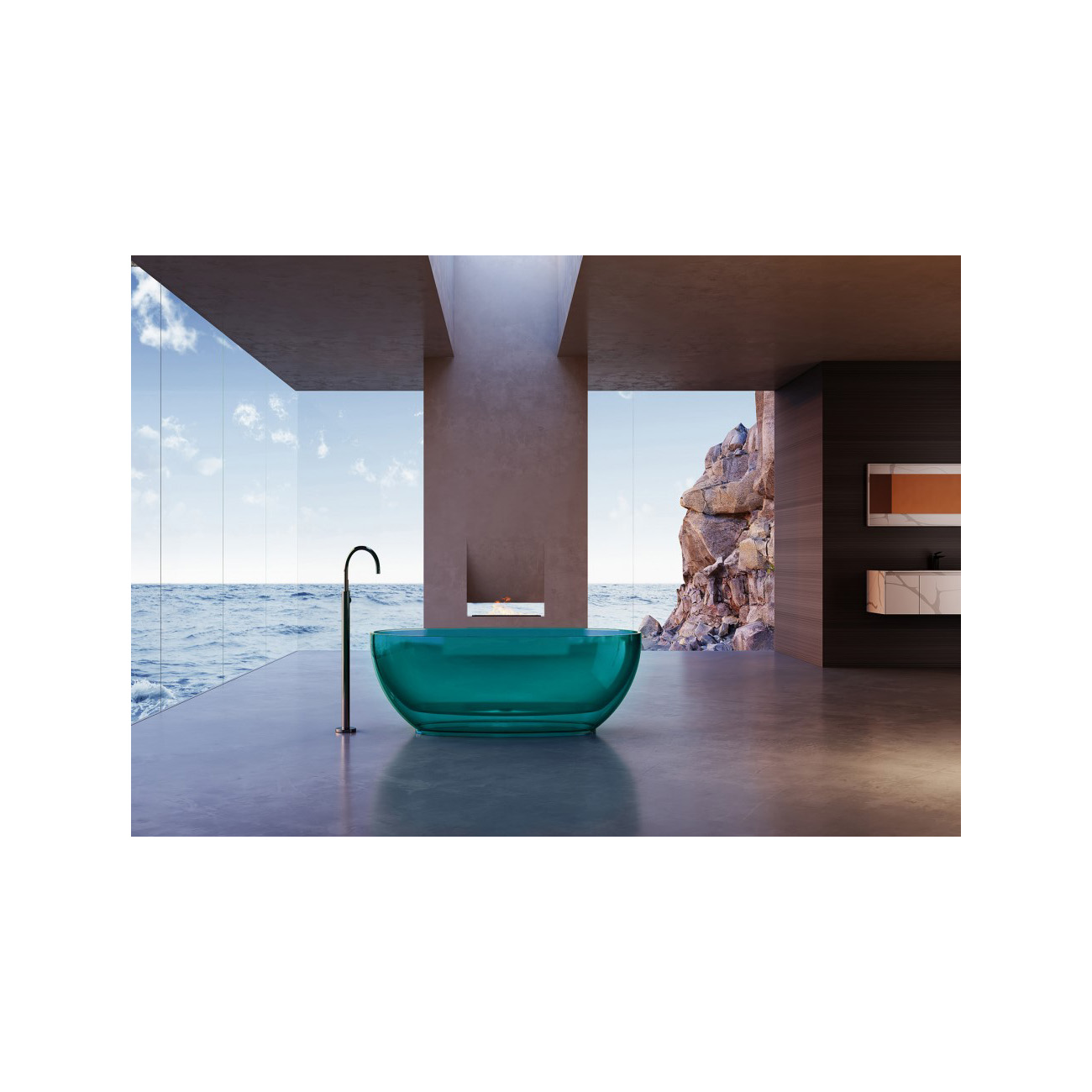 Прозрачная ванна Abber (Аббер) Kristall AT9703 Aquamarin бирюзовая
